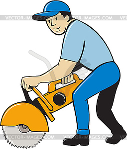 Construction Worker Concrete Saw Cutter - vector clipart