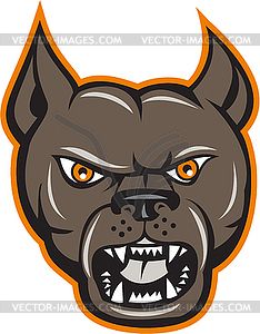 Pitbull Dog Mongrel Head Angry Cartoon - vector image