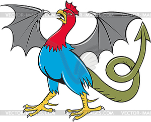 Basilisk Bat Wing Crowing Cartoon - vector image