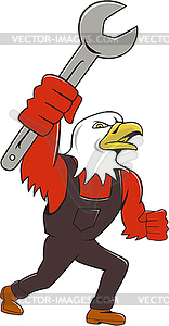 American Bald Eagle Mechanic Spanner Cartoon - vector clipart