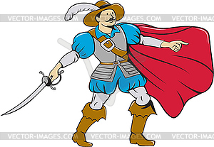 Musketeer Cape with Saber Cartoon - vector image