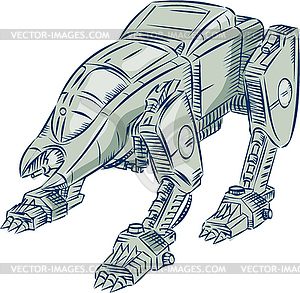 Mecha Bot High Angle Etching - vector image