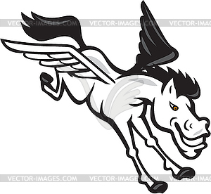 Pegasus Flying Horse Cartoon - vector image