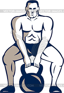 Спортсмен Тяжелоатлет Подъем гири Retro - изображение в векторе / векторный клипарт