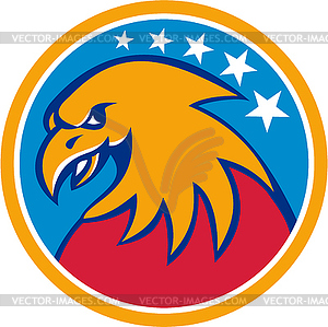 American Bald Eagle Head Stars Circle Retro - vector clipart