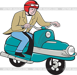 Rider Riding Scooter Cartoon - vector clipart