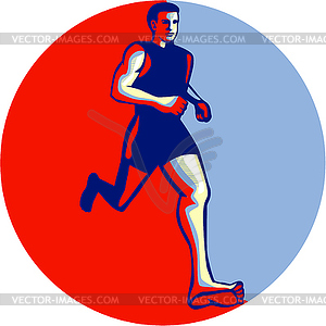 Barefoot Runner Running Front Circle - vector image