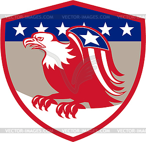 American Eagle Flag Wings Perching Crest Retro - vector clip art