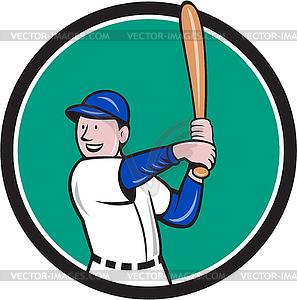 Baseball Player Batting Stance Circle Cartoon - vector clipart