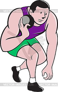 Shot Put Track and Field Athlete Cartoon - vector image