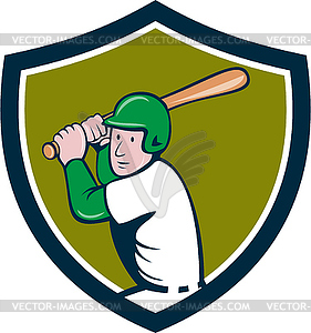 American Baseball Player Batting Crest Cartoon - vector image