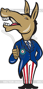 Democrat Donkey Mascot Thumbs Up Cartoon - vector clip art