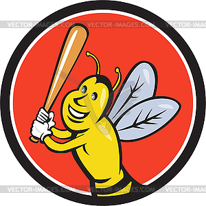 Killer Bee Baseball Player Batting Circle Cartoon - vector clip art