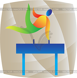 Pommel Horse Gymnastics Square Retro - vector image