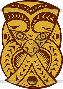 Maori Mask Woodcut - vector image