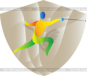 Fencing Side Shield Retro - vector clip art