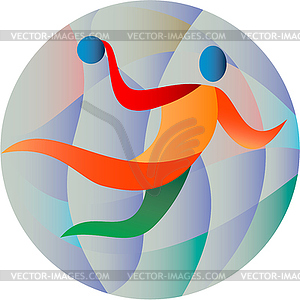 Handball Player Jumping Throwing Ball Circle - royalty-free vector image