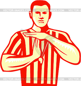 Basketball Referee Technical Foul Retro - vector clip art