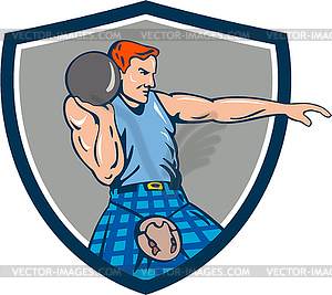 Highland Games Stone Put Throw Crest Retro - vector clipart