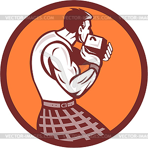 Scotsman Weight Throw Circle Retro - color vector clipart