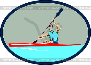 Kayak Racing Canoe Sprint Oval Retro - vector clipart