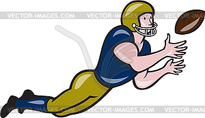American Football Receiver Catching Ball Cartoon - vector image