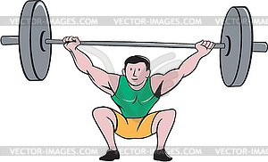 Weightlifter Deadlift Lifting Weights Cartoon - vector clipart