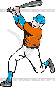 American Baseball Player Batting Homer Cartoon - vector clip art