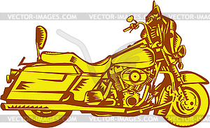 Motorcycle Motorbike Woodcut - vector clipart