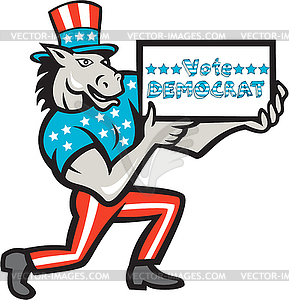 Vote Democrat Donkey Mascot Cartoon - vector image