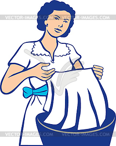 Домохозяйка стиральной Retro - клипарт в формате EPS