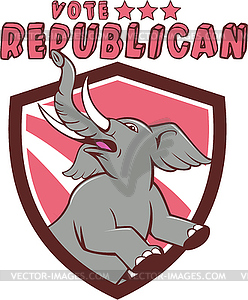 Vote Republican Elephant Mascot Shield Cartoon - vector image