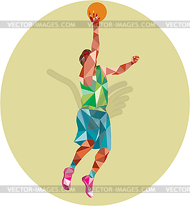 Basketball Player Lay Up Rebounding Ball Low Polygon - vector clip art