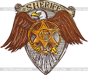 Sheriff Badge American Eagle Shield Drawing - vector image