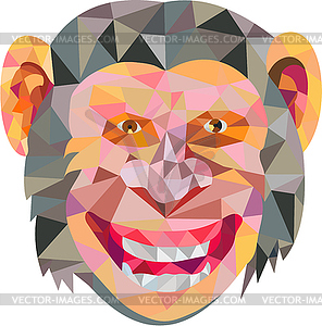 Chimpanzee Head Front Low Polygon - vector image