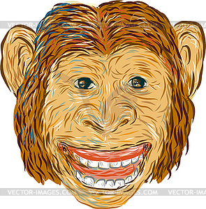 Chimpanzee Head Front - vector EPS clipart