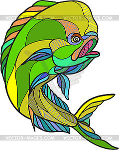 Mahi-Mahi Dorado Dolphin Fish Drawing - vector clipart