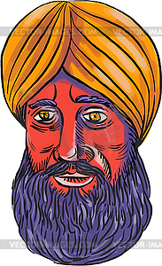 Sikh Turban Beard Watercolor - vector clipart