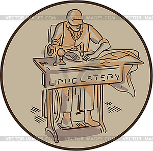 Tailor Upholsterer Sewing Machine Drawing - vector clip art