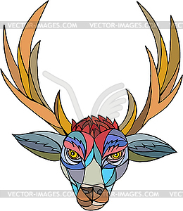 Red Stag Deer Head Mosaic - vector image