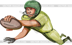 American Football Player Touchdown Caricature - vector clip art