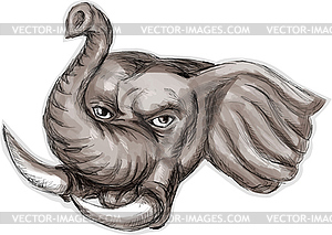 African Elephant Head Watercolor - vector clipart