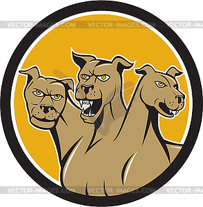 Cerberus Multi-headed Dog Circle Cartoon - vector clipart