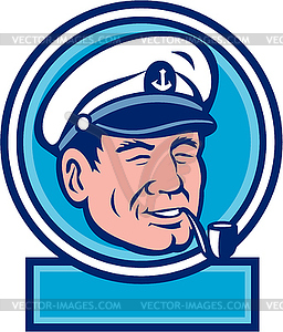 Sea Captain Smoking Pipe Circle Retro - vector clipart