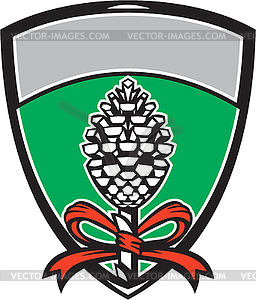 Thyrsus Pine Cone Staff Leaves Crest Retro - vector clipart