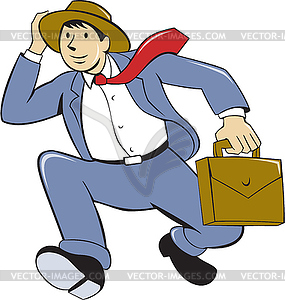 Businessman With Briefcase Running Cartoon - vector clipart