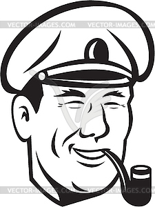 Sea Captain Smiling Smoke Pipe Retro - vector image