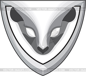 Skunk Head Front Shield Retro - stock vector clipart