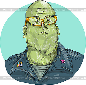 Green Man Alien General Circle Drawing - vector clipart