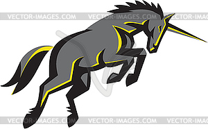 Черный Единорог Лошадь зарядки Ретро - клипарт Royalty-Free